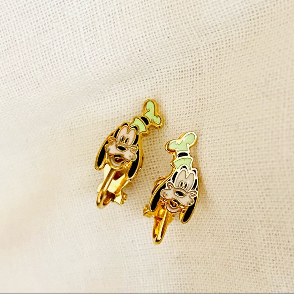 Disney Jewelry Vintage 9s Disney Goofy 24k Gold Clip On Earrings